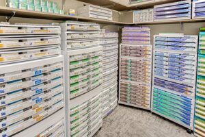 Photo of the contact lens supply at the Columbia location.